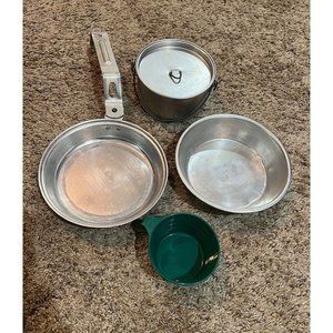 Vintage PALCO Pure Aluminum 5 Piece Nested Camping Cook Mess Kit